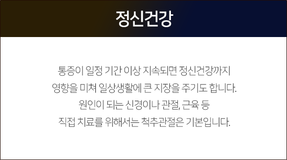 정신건강-통증이-일정-기간-이상-지속되면-정신건강까지-영향을-미쳐-일상생활에-큰-지장을-주기도-합니다-원인이-되는-신경이나-관절-근육-등-직접-치료를-위해서는-척추-관절은-기본입니다